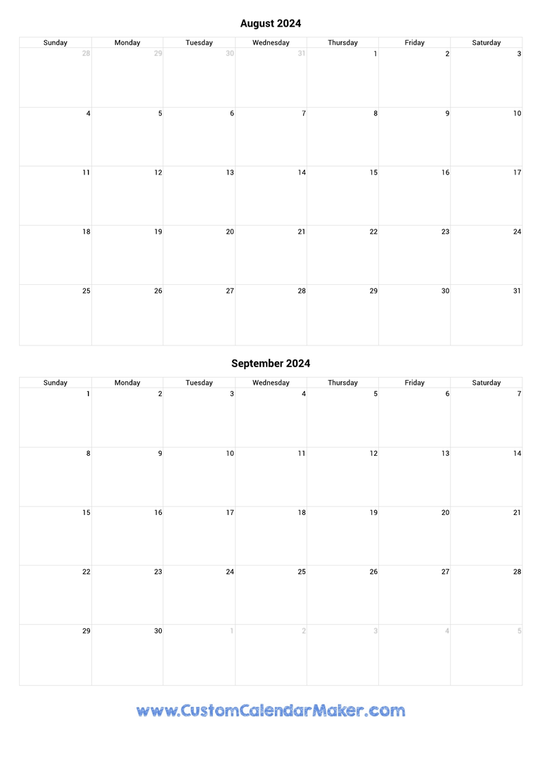 august and september 2024 portrait calendar