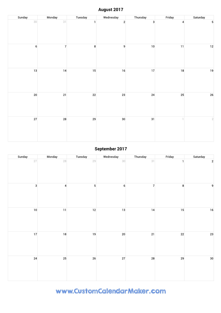 august and september 2017 portrait calendar