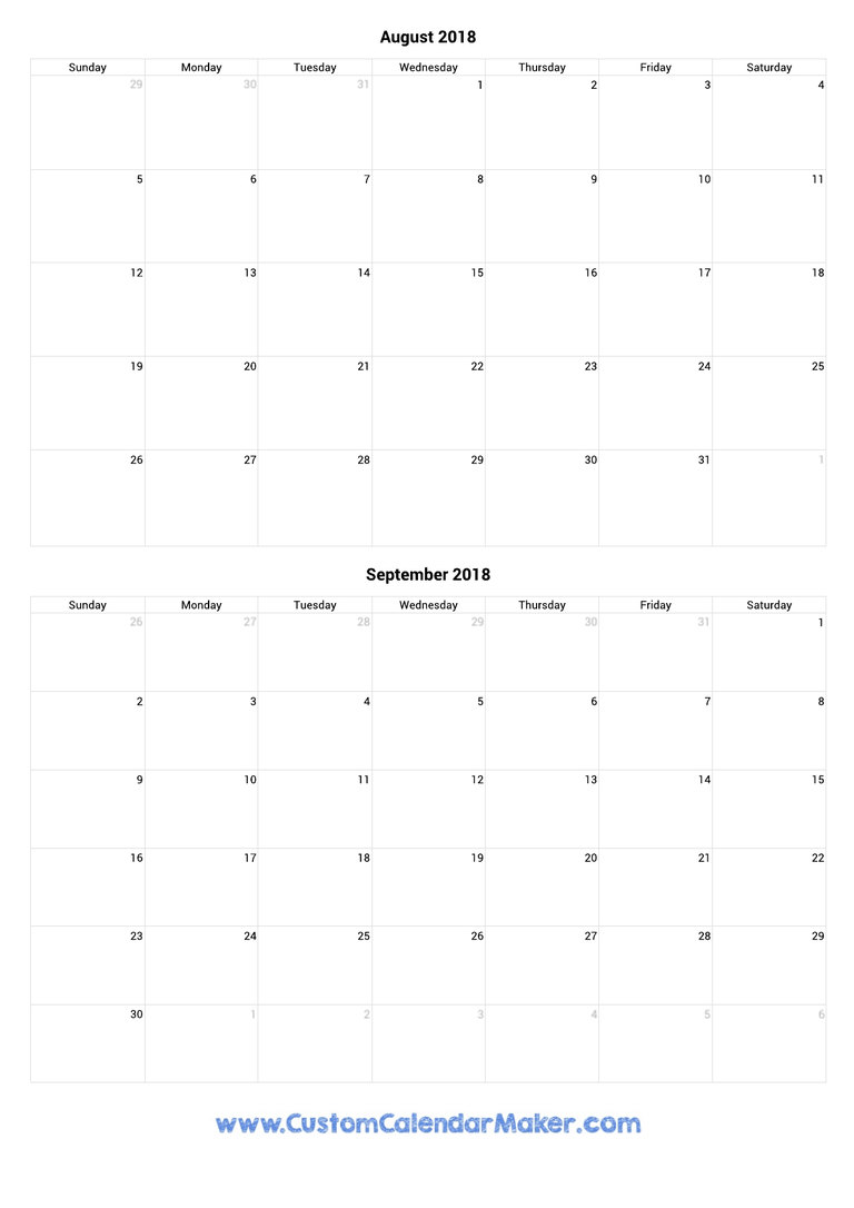 august and september 2018 portrait calendar