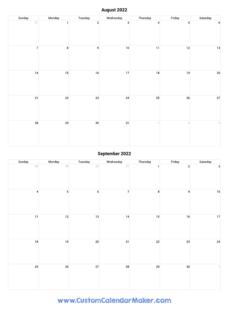 August and September 2022 Calendar