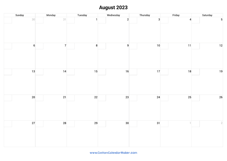 August calendar 2023 with checkboxes