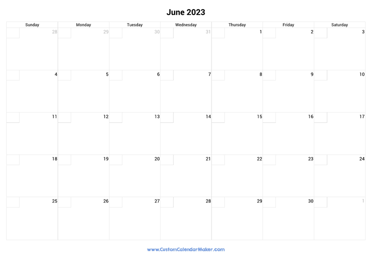 June calendar 2023 with checkboxes