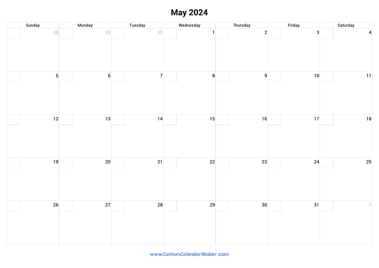 May calendar 2024 with checkboxes