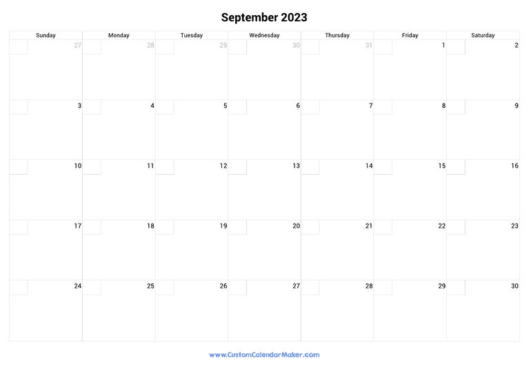 September calendar 2023 with checkboxes