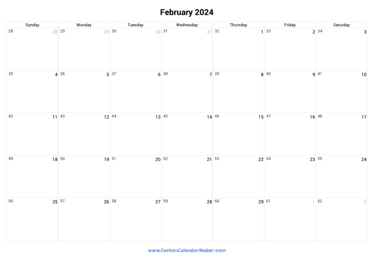 February 2024 Day Number Of The Year Calendar