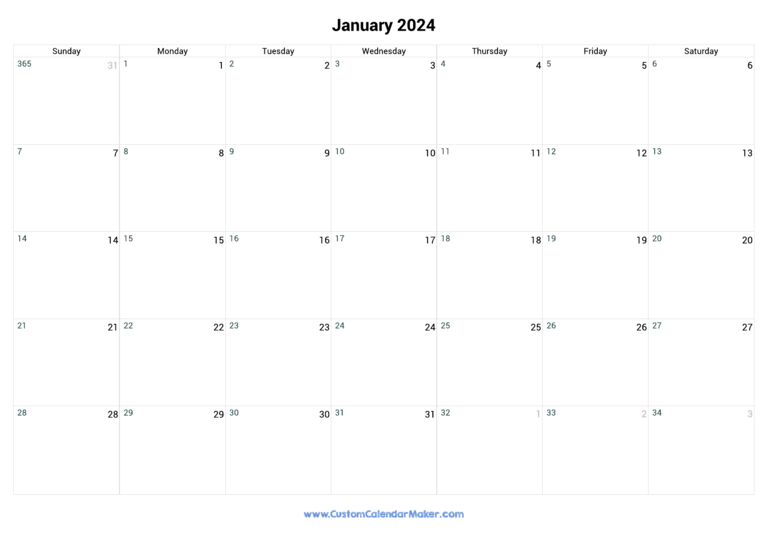 January 2024 Day Number Of The Year Calendar