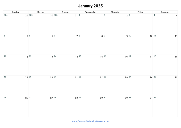 January 2025 Day Number Of The Year Calendar
