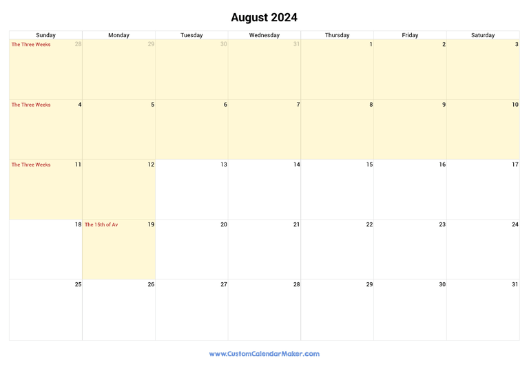 August 2024 Jewish Calendar with Holidays