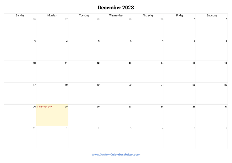 December 2023 calendar with national holidays from United States