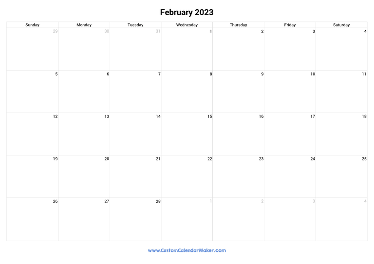 February 2023 calendar with national holidays from Canada