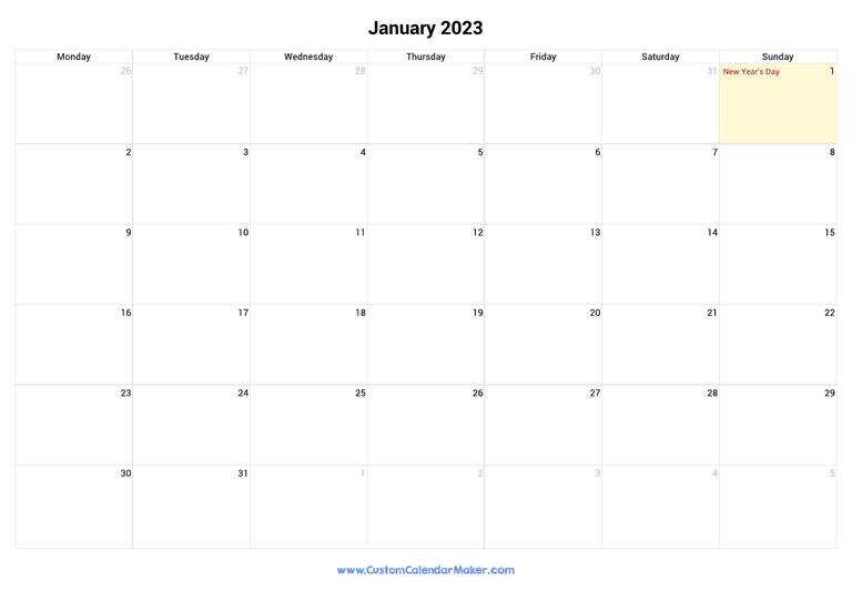 January 2023 calendar with national holidays from Ireland