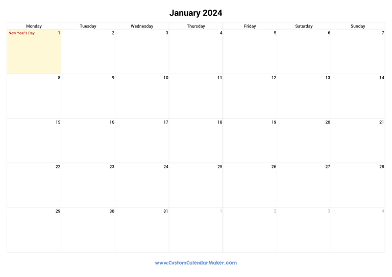 January 2024 calendar with national holidays from Ireland
