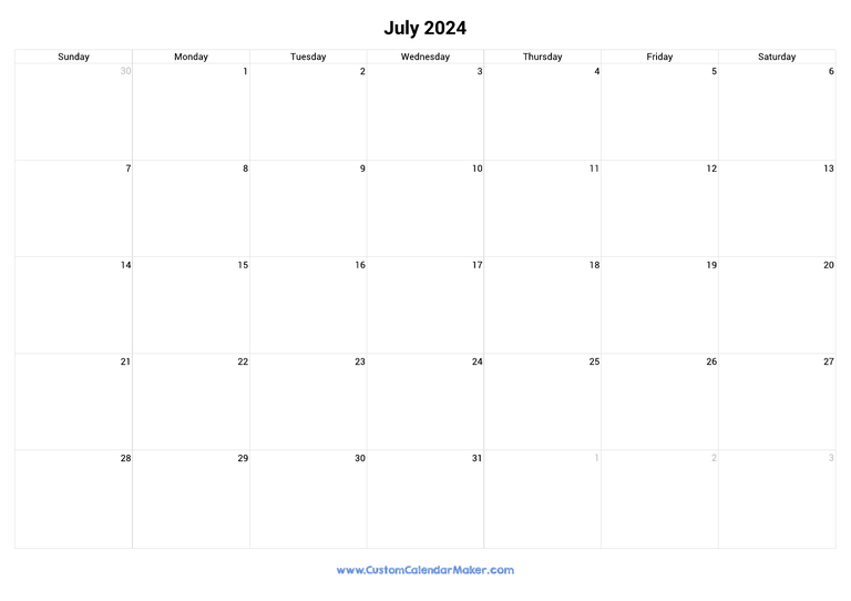 July calendar 2024 with Australian National Holidays