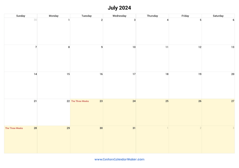 July 2024 Jewish Calendar with Holidays
