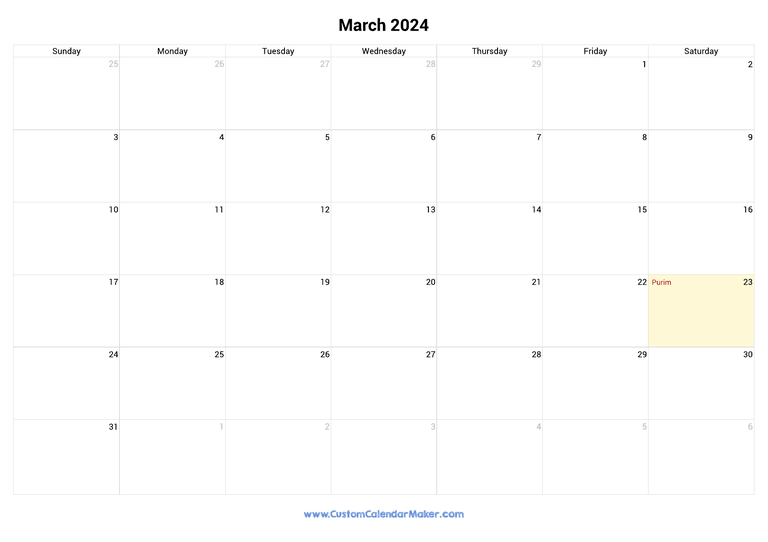 March 2024 calendar with jewish holidays
