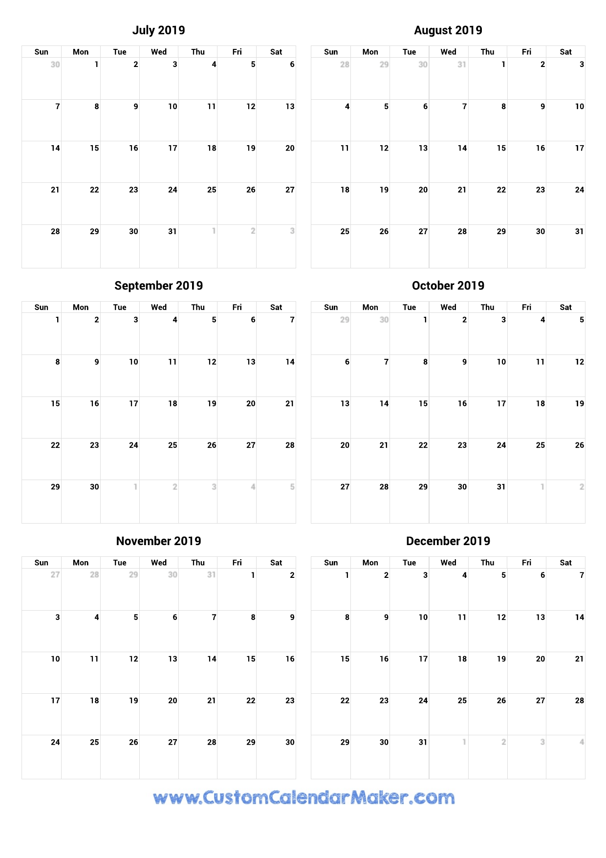 july-to-december-2019-printable-calendar