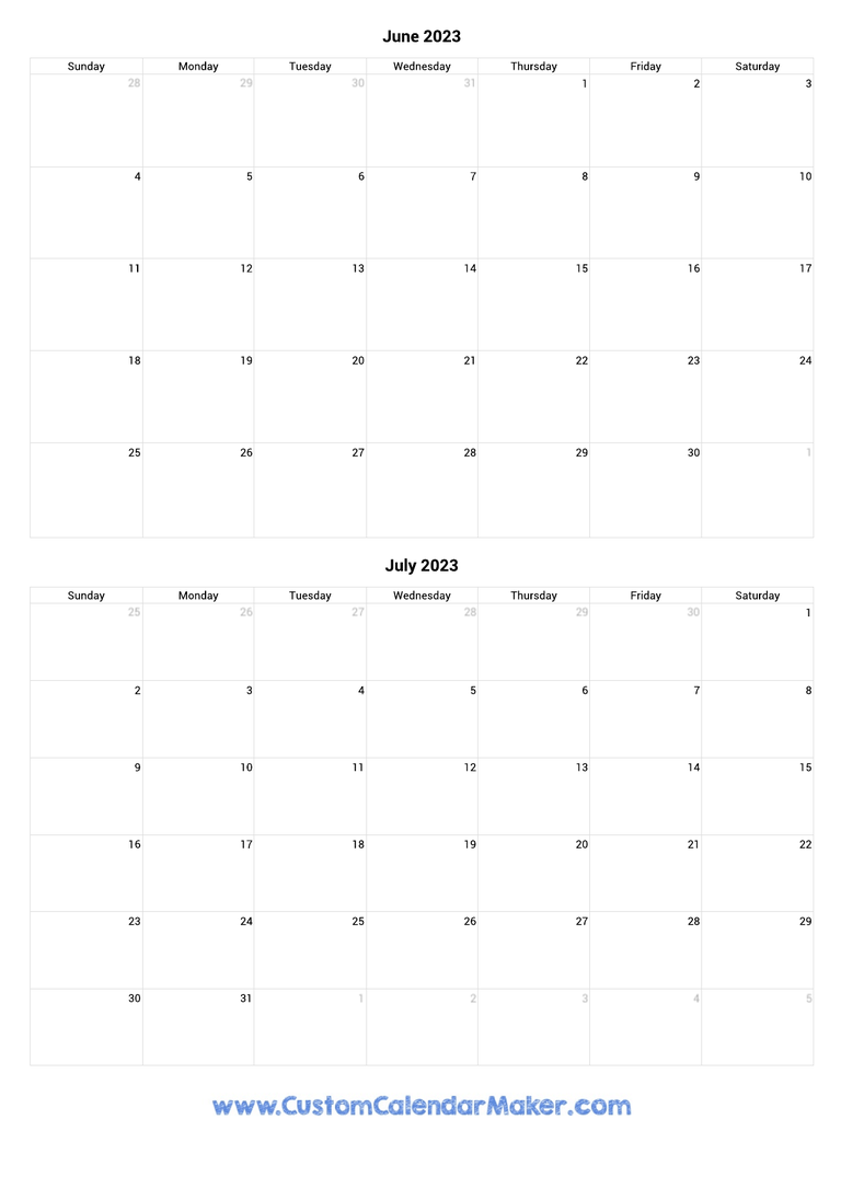 June and July 2023 Calendar