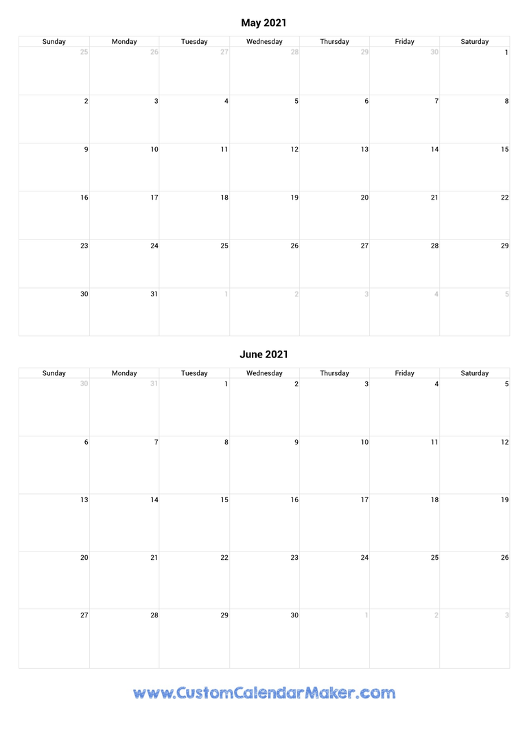 may and june 2021 portrait calendar