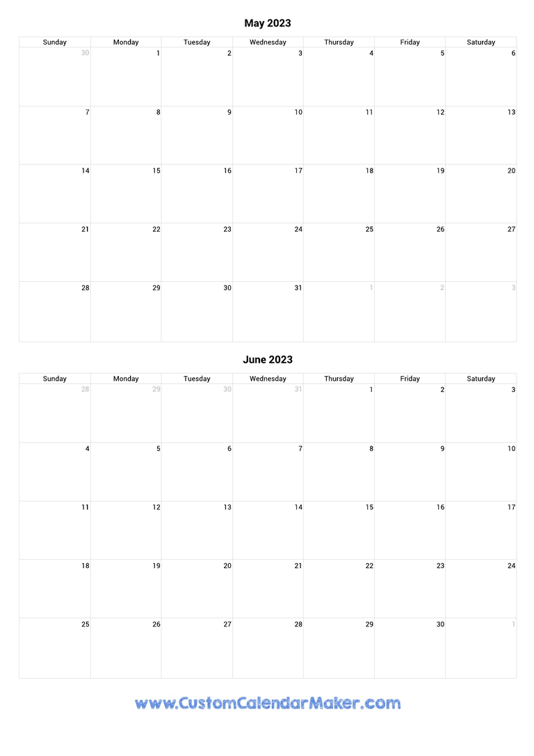 May and June 2023 Calendar