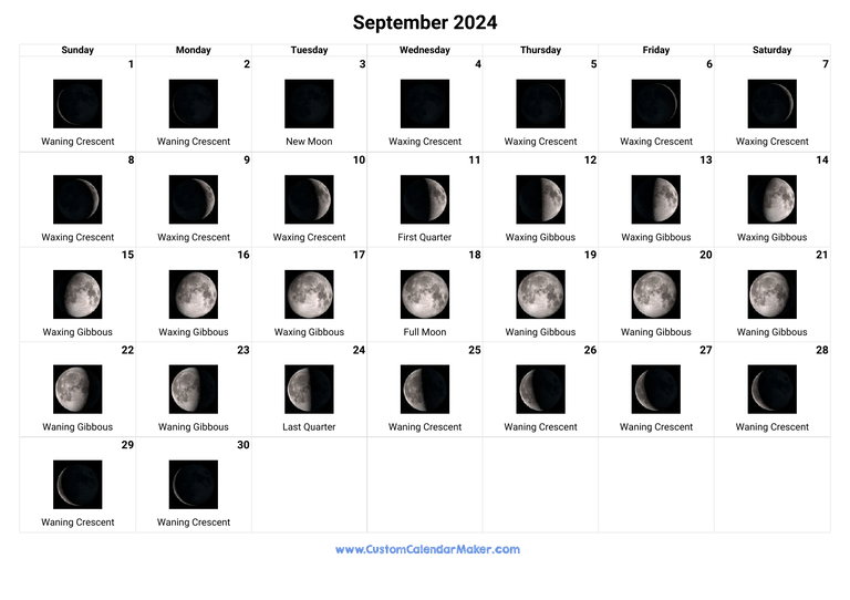September 2024 Moon Phases Calendar